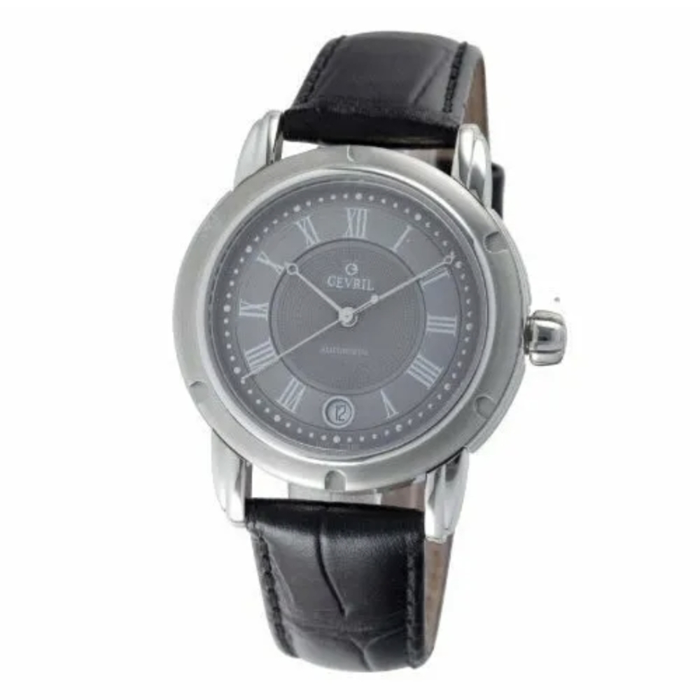 Gevril Men's Black Leather Stainless Steel First Generation Watch A0111R